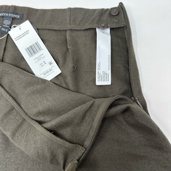 Eileen Fisher Wool Wide Leg Pants Size Medium Full Length Chocolate Brown NWT - Picture 8 of 10